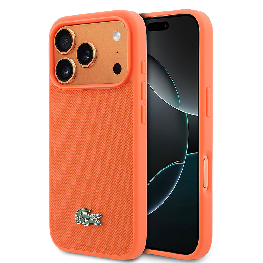 iPhone 17 Pro Kılıf Lacoste Orijinal Lisanslı M-safe Şarj Özellikli PU Pike Desenli Metal Logolu Kılıf