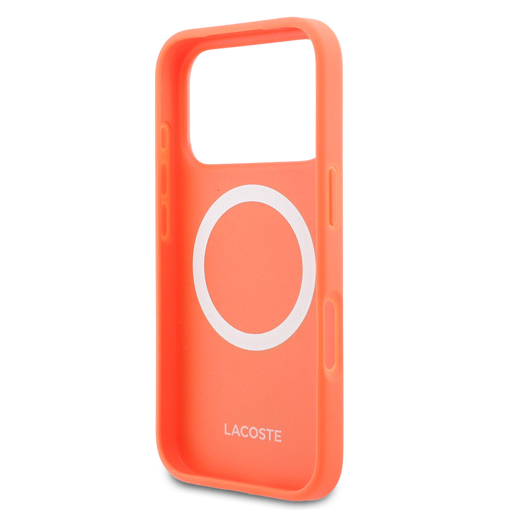 iPhone 17 Pro Kılıf Lacoste Orijinal Lisanslı M-safe Şarj Özellikli PU Pike Desenli Metal Logolu Kılıf