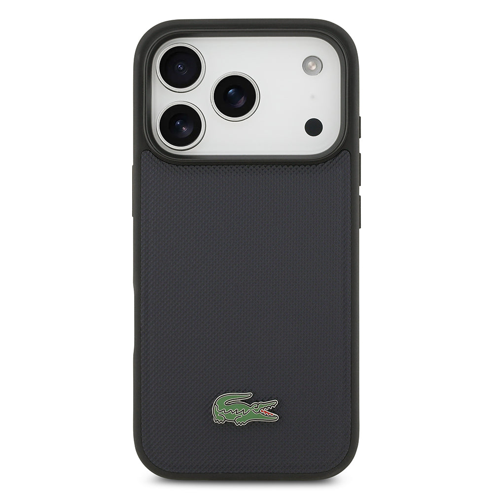 iPhone 17 Pro Kılıf Lacoste Orijinal Lisanslı M-safe Şarj Özellikli PU Pike Desenli Metal Logolu Kartlıklı Kılıf