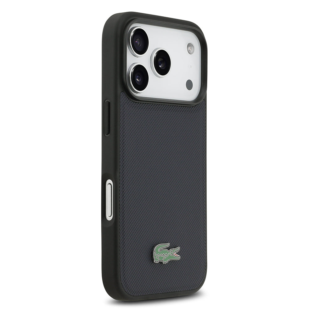iPhone 17 Pro Kılıf Lacoste Orijinal Lisanslı M-safe Şarj Özellikli PU Pike Desenli Metal Logolu Kartlıklı Kılıf