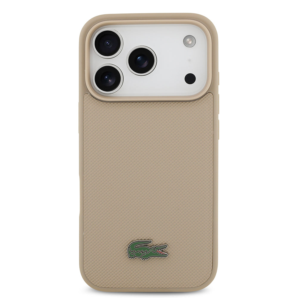 iPhone 17 Pro Kılıf Lacoste Orijinal Lisanslı M-safe Şarj Özellikli PU Pike Desenli Metal Logolu Kartlıklı Kılıf