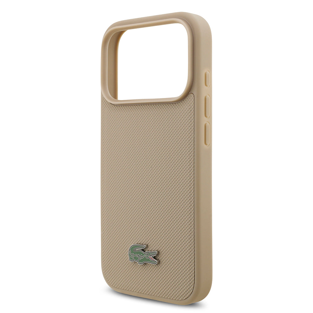 iPhone 17 Pro Kılıf Lacoste Orijinal Lisanslı M-safe Şarj Özellikli PU Pike Desenli Metal Logolu Kartlıklı Kılıf