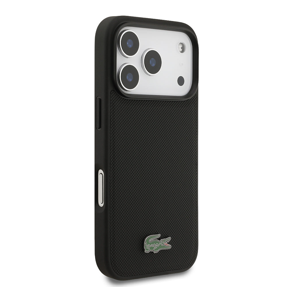 iPhone 17 Pro Kılıf Lacoste Orijinal Lisanslı M-safe Şarj Özellikli PU Pike Desenli Metal Logolu Kartlıklı Kılıf