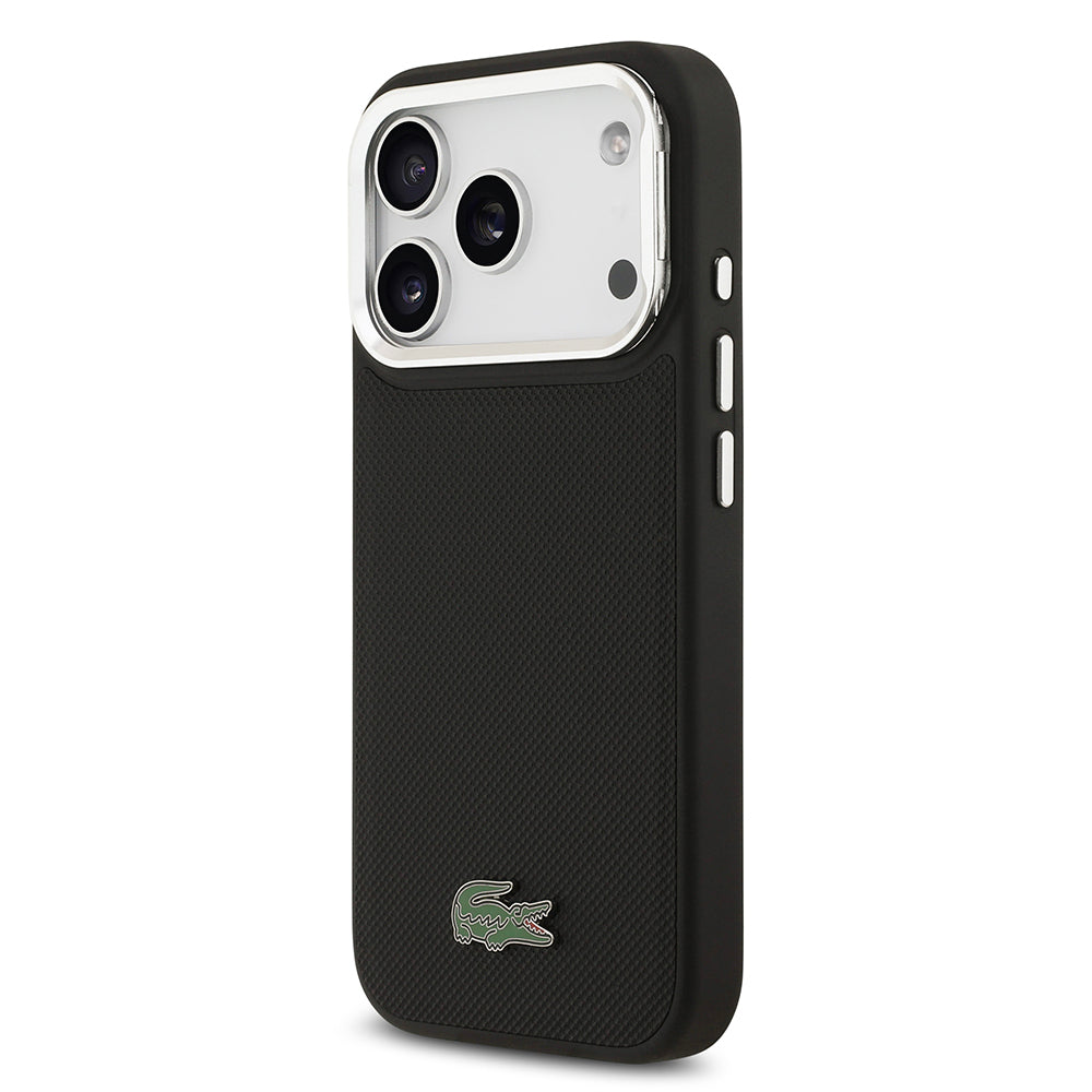iPhone 17 Pro Kılıf Lacoste Orijinal Lisanslı M-safe Şarj Özellikli PU Pike Desenli Standlı Metal Logolu Kılıf