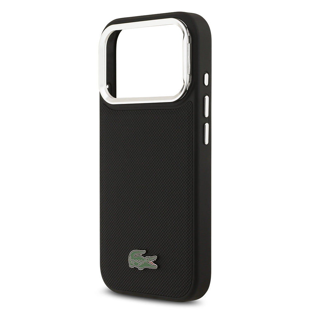 iPhone 17 Pro Kılıf Lacoste Orijinal Lisanslı M-safe Şarj Özellikli PU Pike Desenli Standlı Metal Logolu Kılıf
