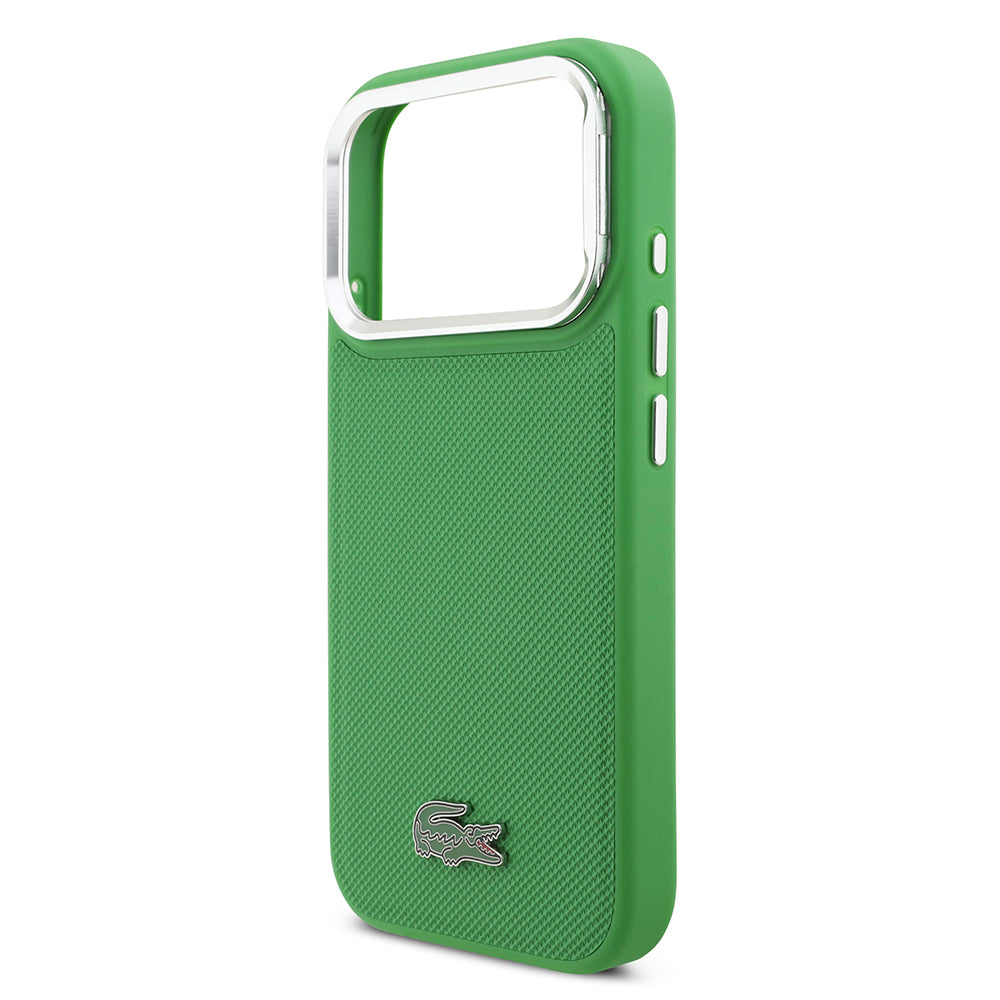 iPhone 17 Pro Kılıf Lacoste Orijinal Lisanslı M-safe Şarj Özellikli PU Pike Desenli Standlı Metal Logolu Kılıf
