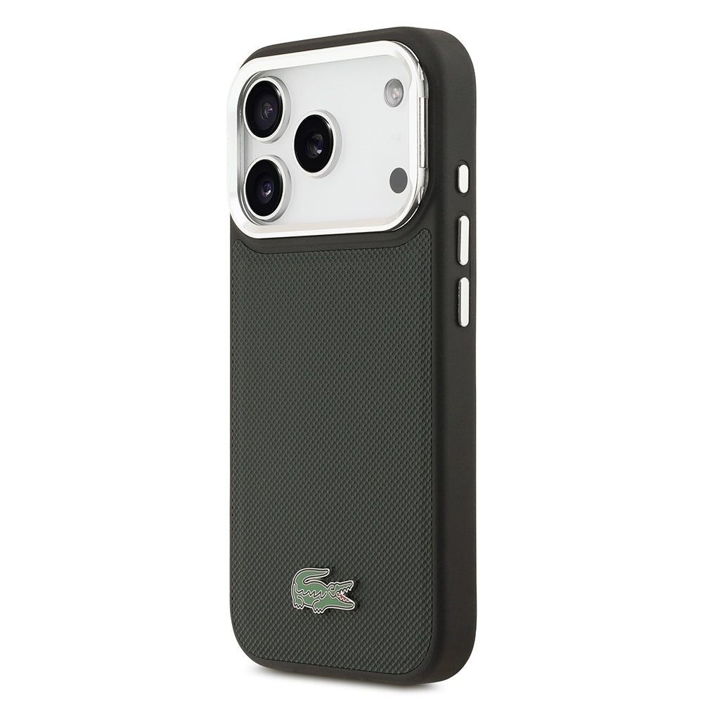 iPhone 17 Pro Kılıf Lacoste Orijinal Lisanslı M-safe Şarj Özellikli PU Pike Desenli Standlı Metal Logolu Kılıf