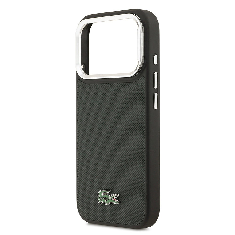 iPhone 17 Pro Kılıf Lacoste Orijinal Lisanslı M-safe Şarj Özellikli PU Pike Desenli Standlı Metal Logolu Kılıf