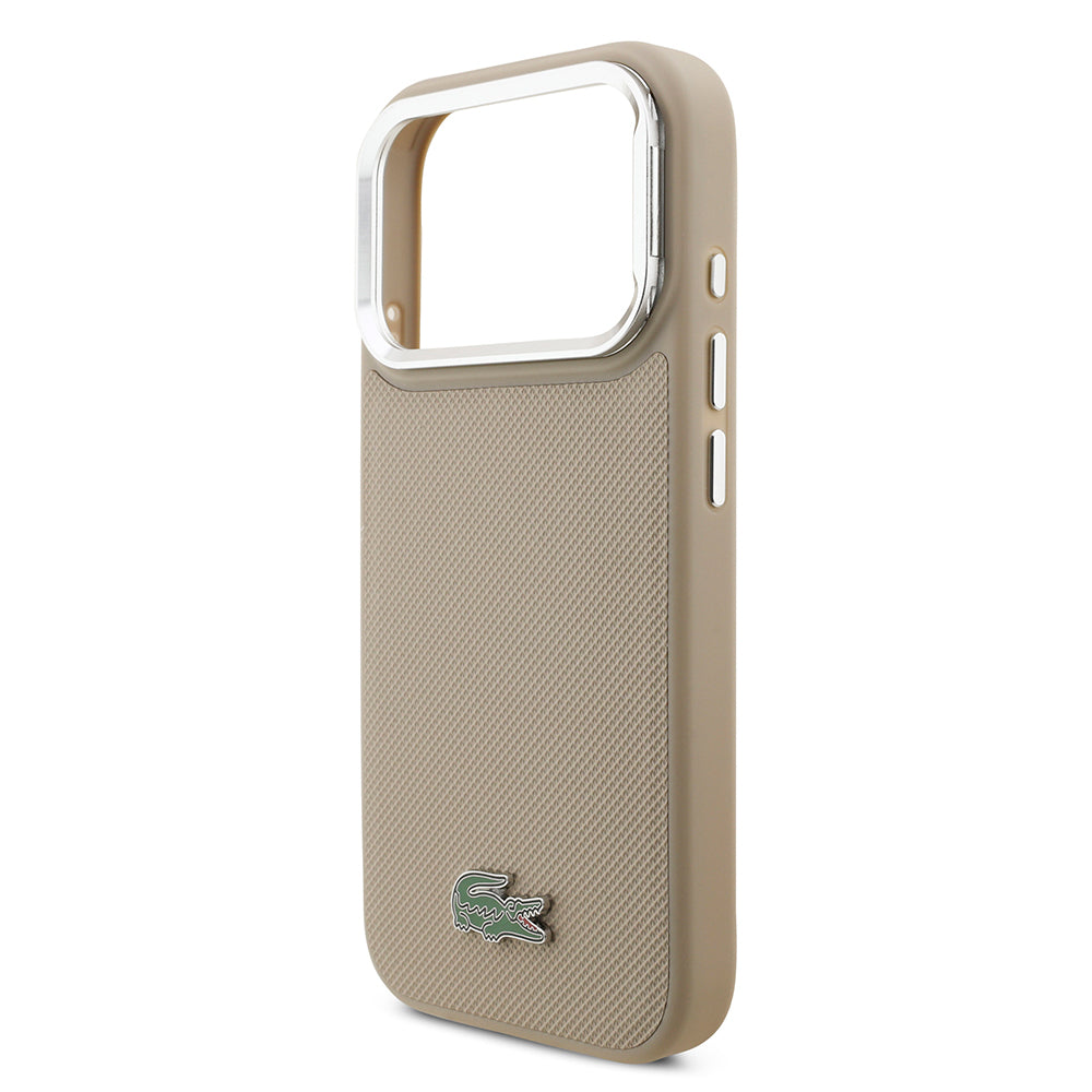 iPhone 17 Pro Kılıf Lacoste Orijinal Lisanslı M-safe Şarj Özellikli PU Pike Desenli Standlı Metal Logolu Kılıf