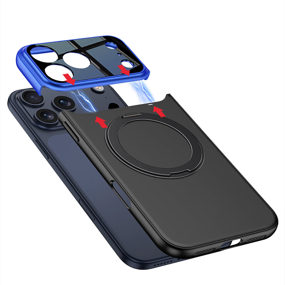 iPhone 17 Pro Kılıf M-safe Şarj Özellikli 360 Derece Standlı Çift Parçalı Zore Torino Kılıf