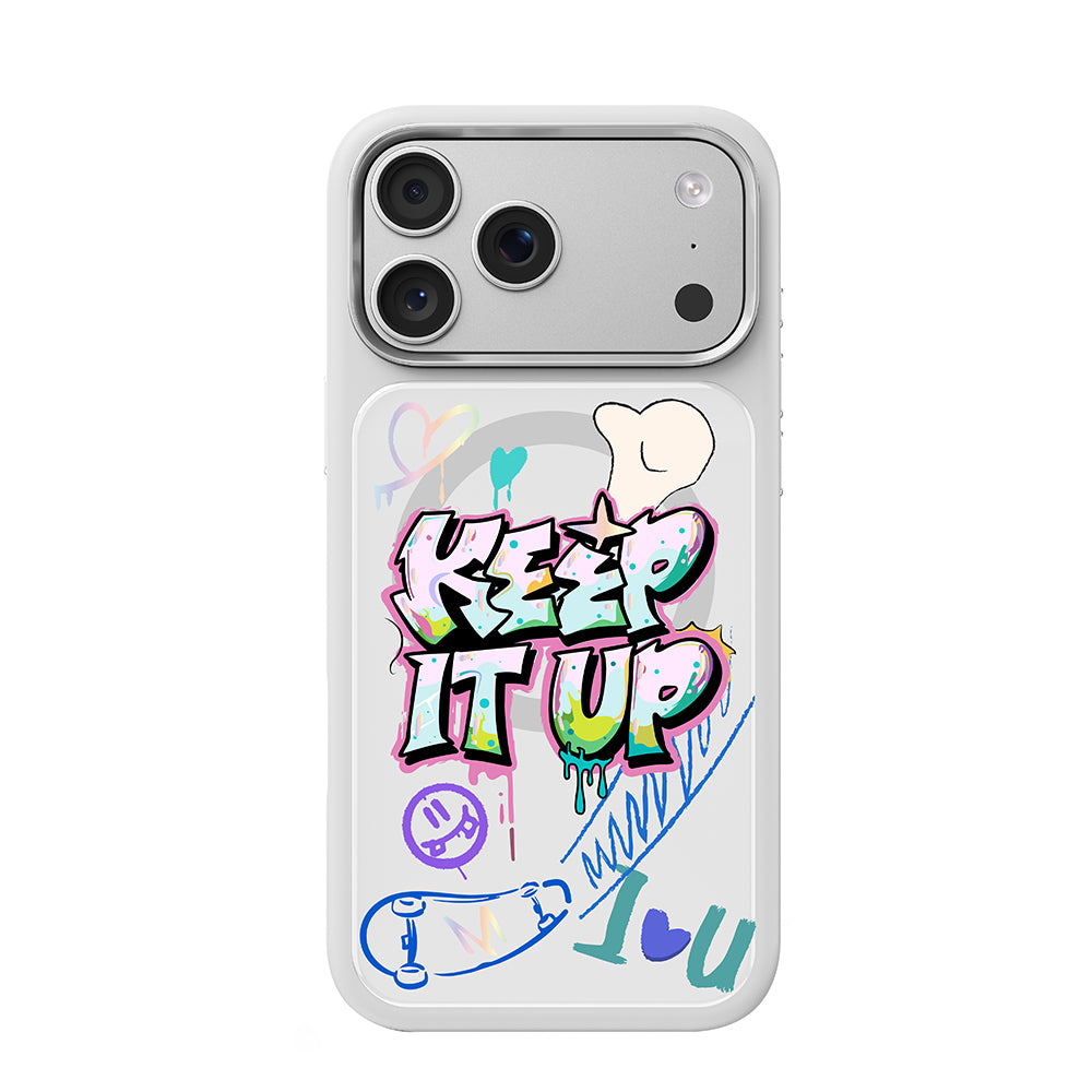 iPhone 17 Pro Kılıf M-safe Şarj Özellikli 3D Baskılı Tasarım Mutural Graffiti Serisi Kılıf