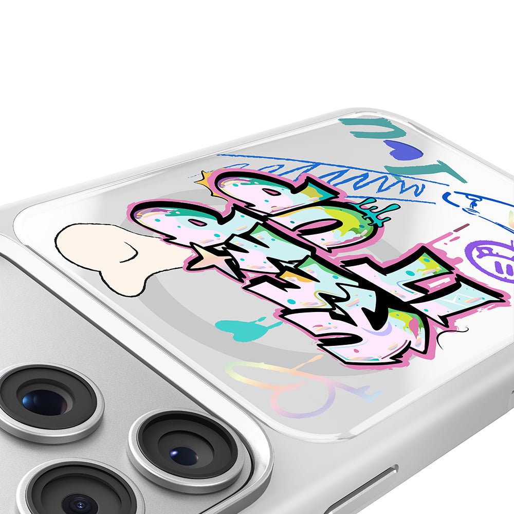 iPhone 17 Pro Kılıf M-safe Şarj Özellikli 3D Baskılı Tasarım Mutural Graffiti Serisi Kılıf