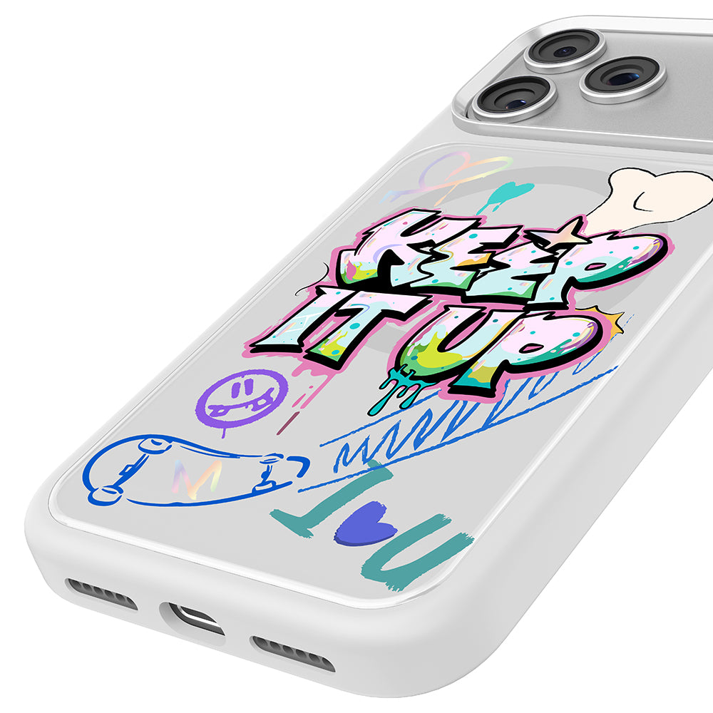 iPhone 17 Pro Kılıf M-safe Şarj Özellikli 3D Baskılı Tasarım Mutural Graffiti Serisi Kılıf