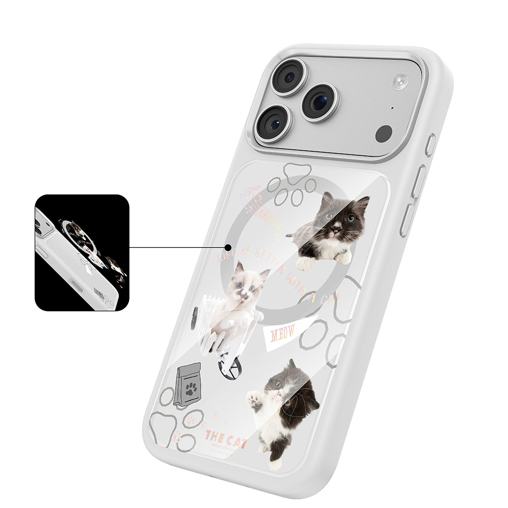 iPhone 17 Pro Kılıf M-safe Şarj Özellikli 3D Baskılı Tasarım Mutural The Cat Serisi Kılıf