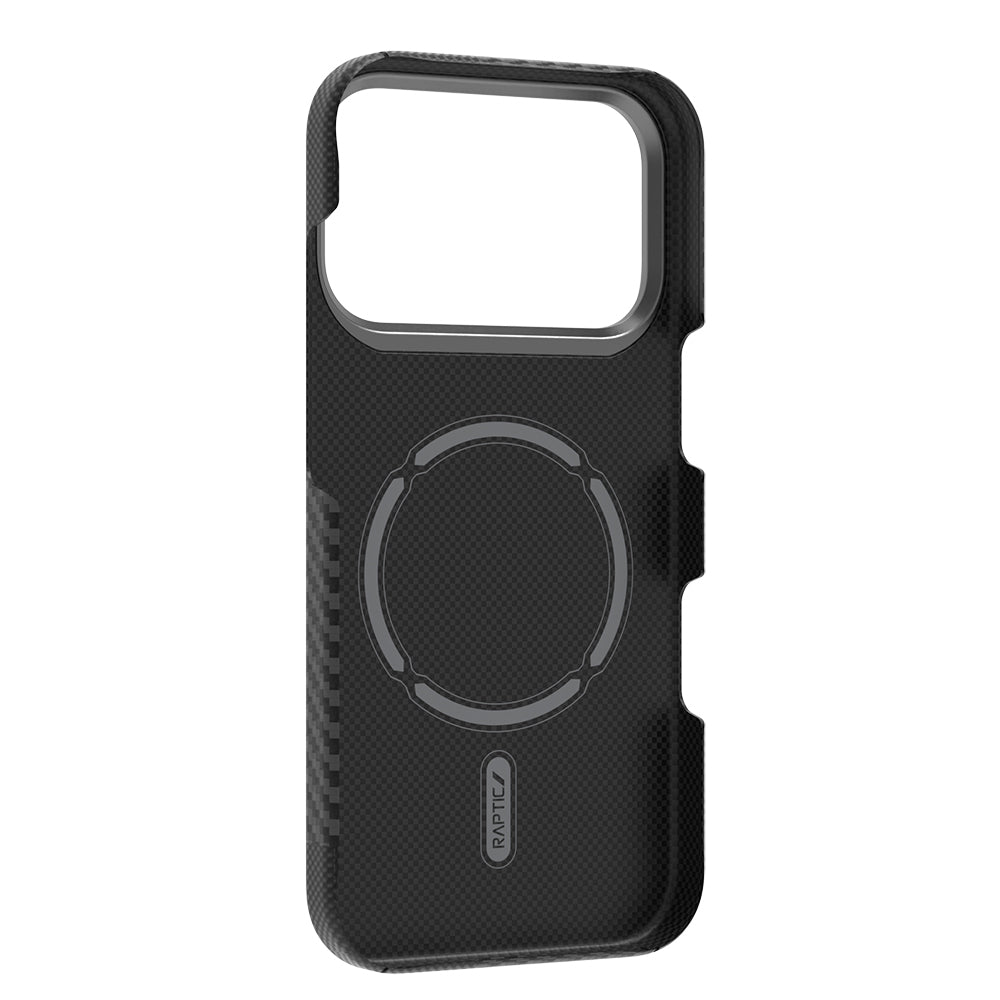 iPhone 17 Pro Kılıf M-safe Şarj Özellikli 600D Metal Kamera Çerçeveli Raptic Aramid Karbon Fiber Geotik Serisi Kılıf