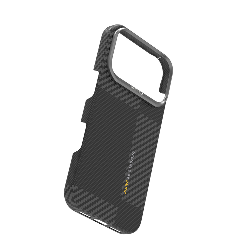 iPhone 17 Pro Kılıf M-safe Şarj Özellikli 600D Metal Kamera Çerçeveli Raptic Aramid Karbon Fiber Geotik Serisi Kılıf