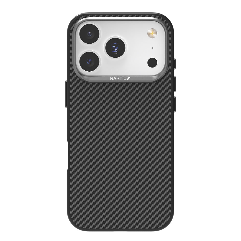 iPhone 17 Pro Kılıf M-safe Şarj Özellikli 600D Metal Kamera Çerçeveli Raptic Aramid Karbon Fiber Serisi Kılıf