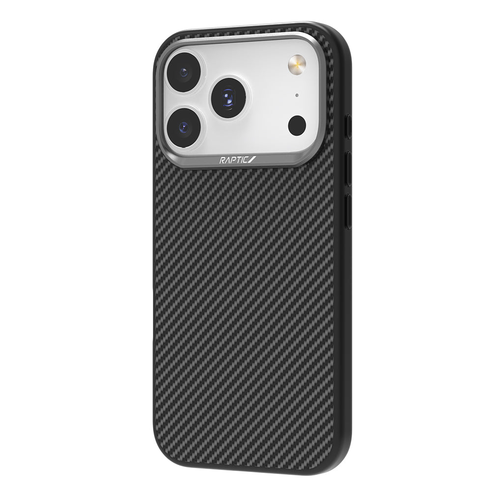 iPhone 17 Pro Kılıf M-safe Şarj Özellikli 600D Metal Kamera Çerçeveli Raptic Aramid Karbon Fiber Serisi Kılıf