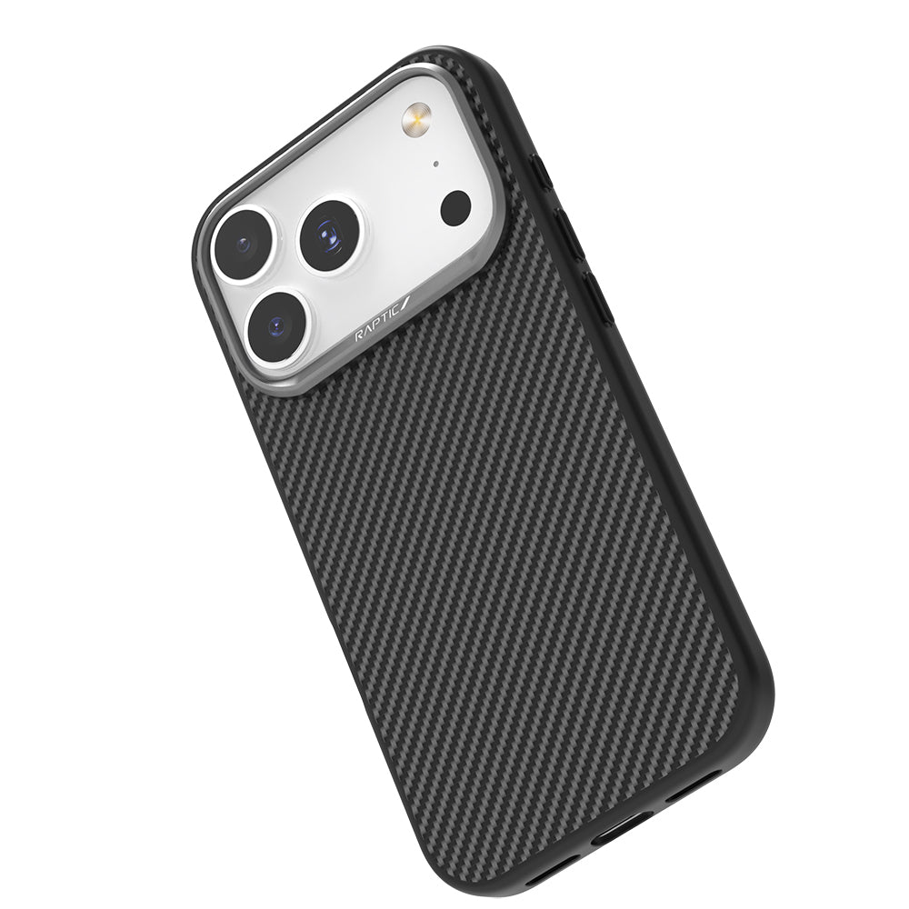 iPhone 17 Pro Kılıf M-safe Şarj Özellikli 600D Metal Kamera Çerçeveli Raptic Aramid Karbon Fiber Serisi Kılıf