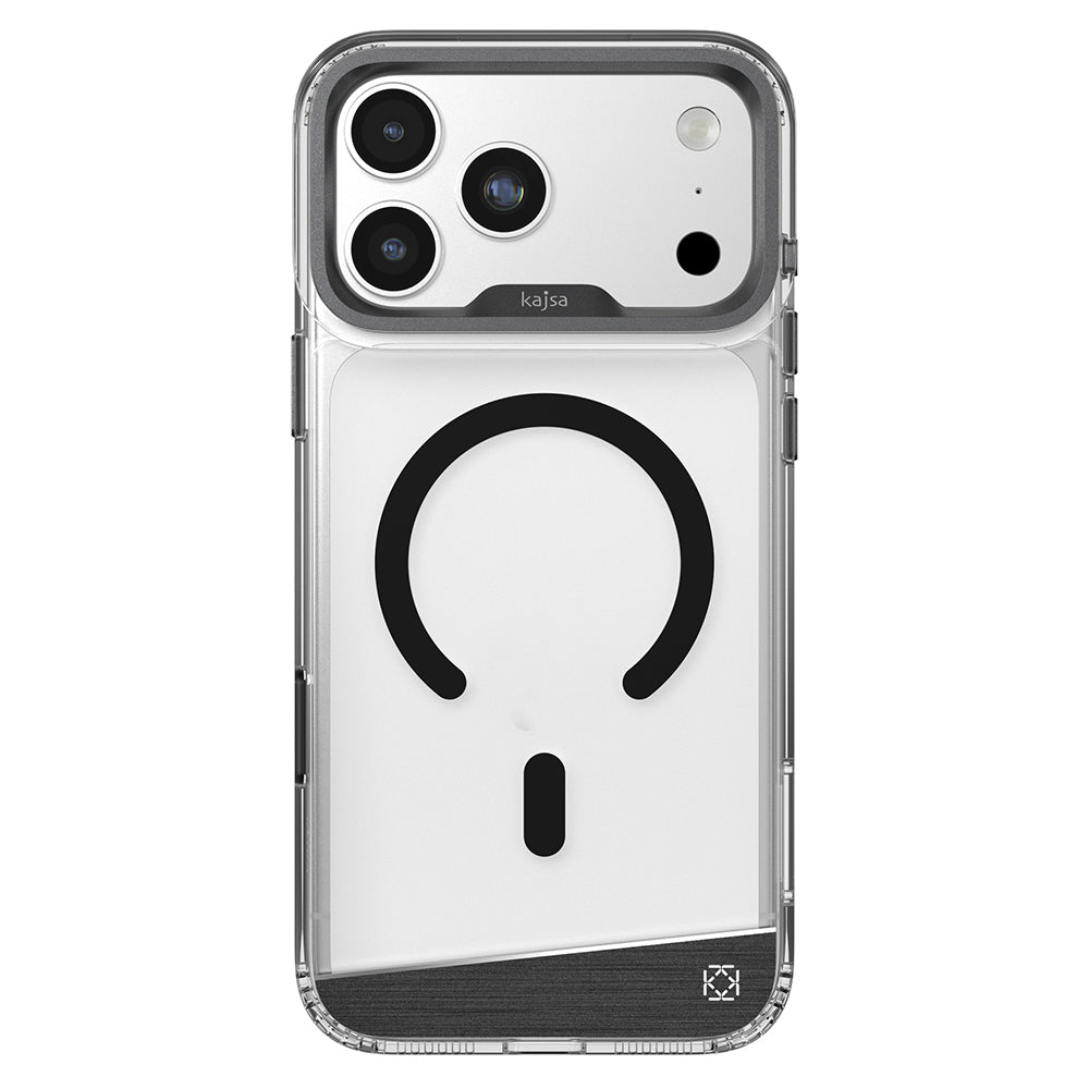 iPhone 17 Pro Kılıf M-safe Şarj Özellikli Airbag Tasarımlı O-Ring Şeffaf Kajsa Trans Alüminyum Shield Serisi Kılıf
