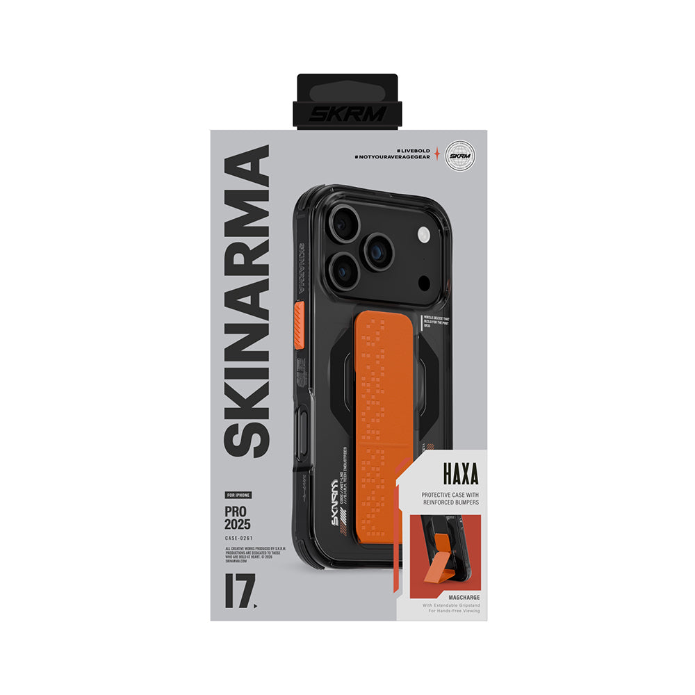 iPhone 17 Pro Kılıf M-Safe Şarj Özellikli Airbag Tasarımlı Standlı Skinarma Haxa Kılıf