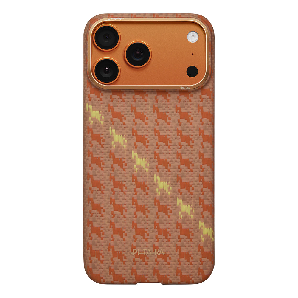 iPhone 17 Pro Kılıf M-safe Şarj Özellikli Aramid Karbon Fiber Pitaka Edge Serisi Happiness Rides Kılıf
