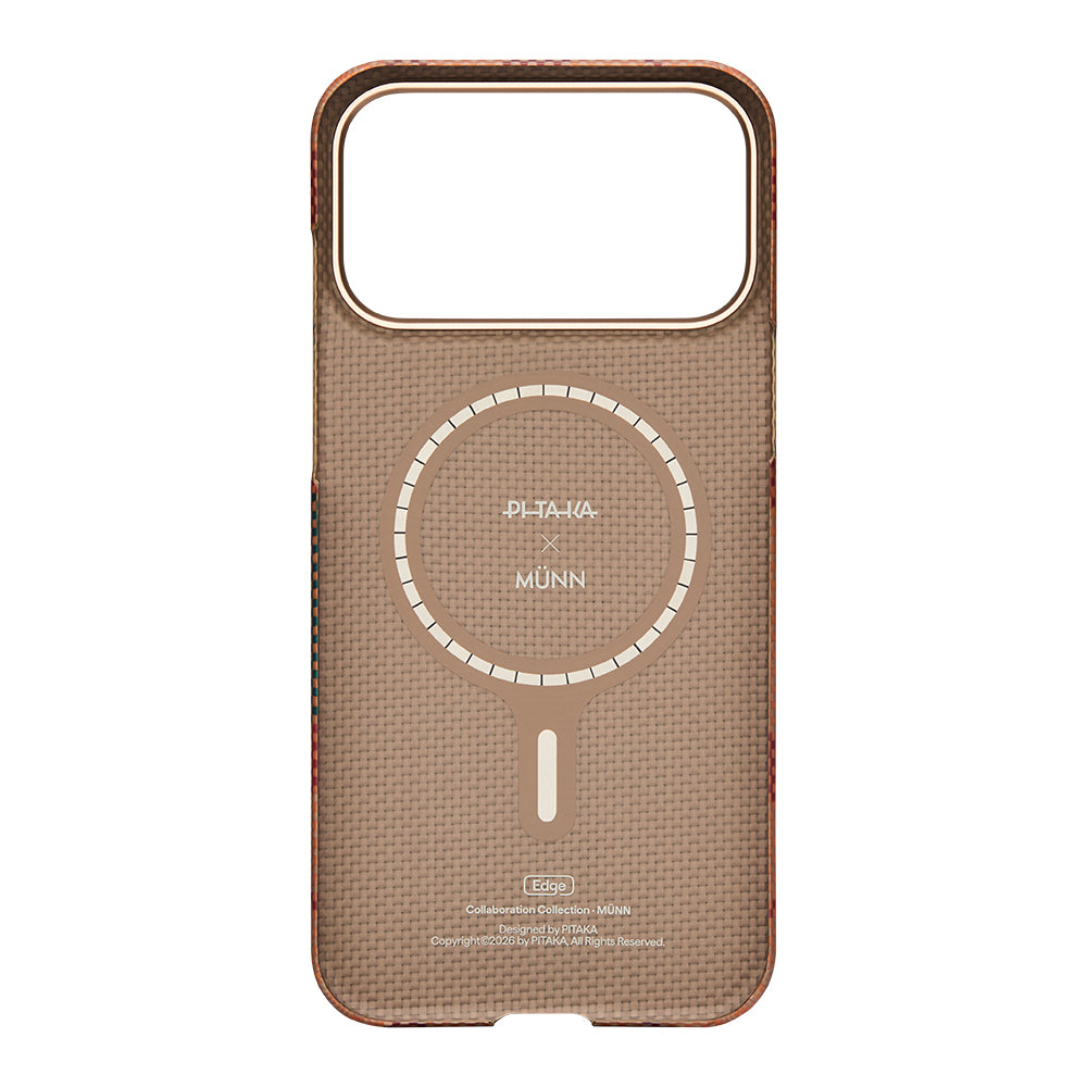 iPhone 17 Pro Kılıf M-safe Şarj Özellikli Aramid Karbon Fiber Pitaka Flora in Grid Serisi Kılıf