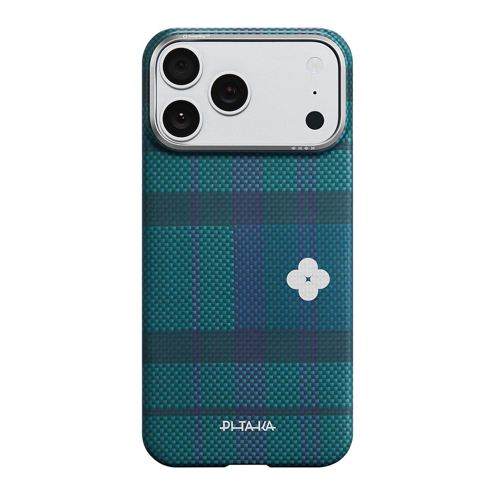 iPhone 17 Pro Kılıf M-safe Şarj Özellikli Aramid Karbon Fiber Pitaka Flora in Grid Serisi Kılıf