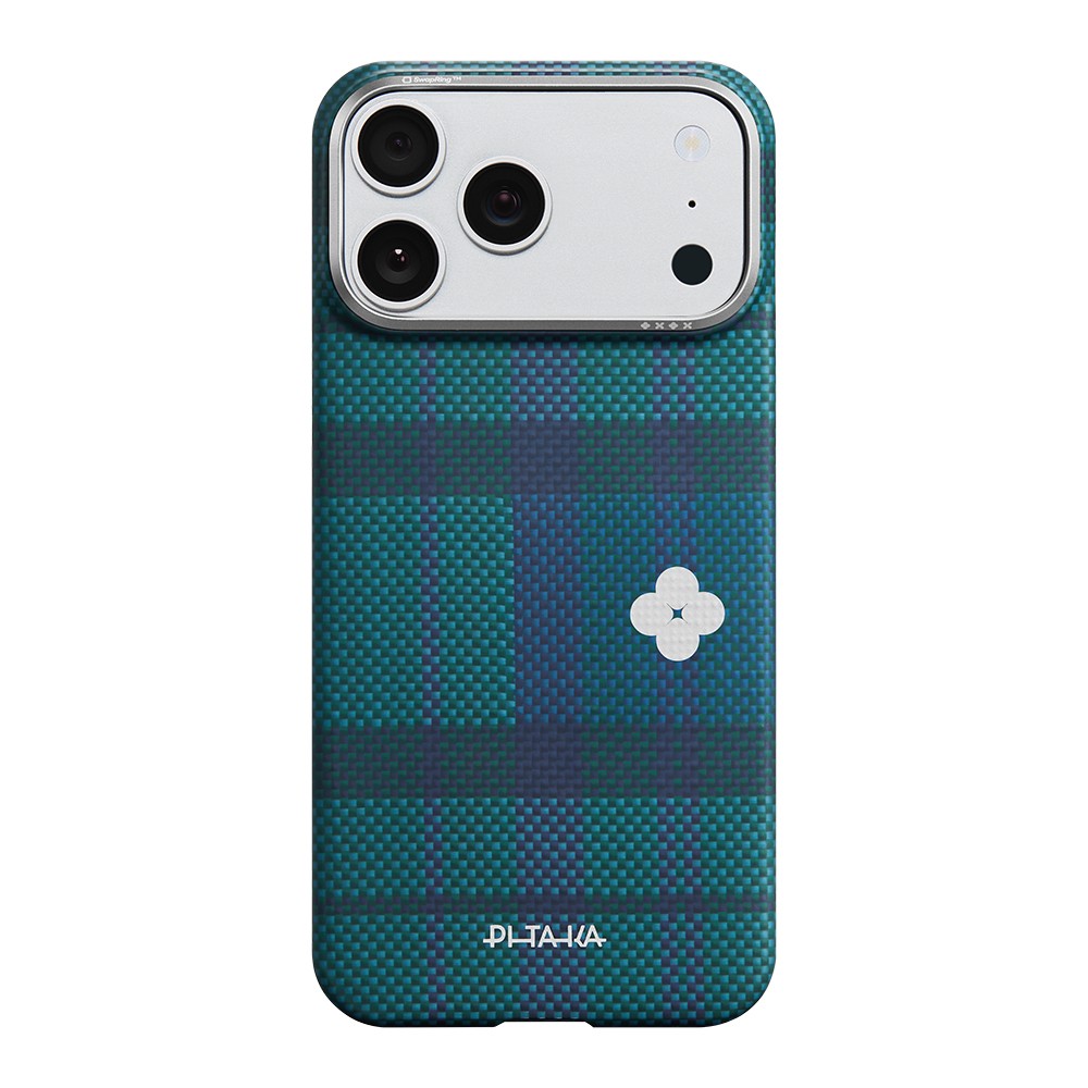 iPhone 17 Pro Kılıf M-safe Şarj Özellikli Aramid Karbon Fiber Pitaka Flora in Grid Serisi Kılıf