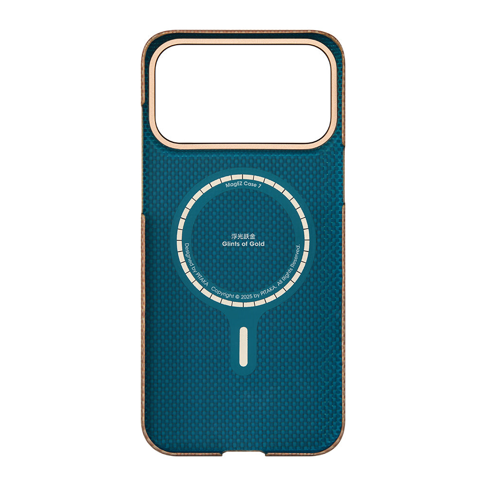 iPhone 17 Pro Kılıf M-safe Şarj Özellikli Aramid Karbon Fiber Pitaka Glints of Gold Ultra Slim Serisi Kılıf