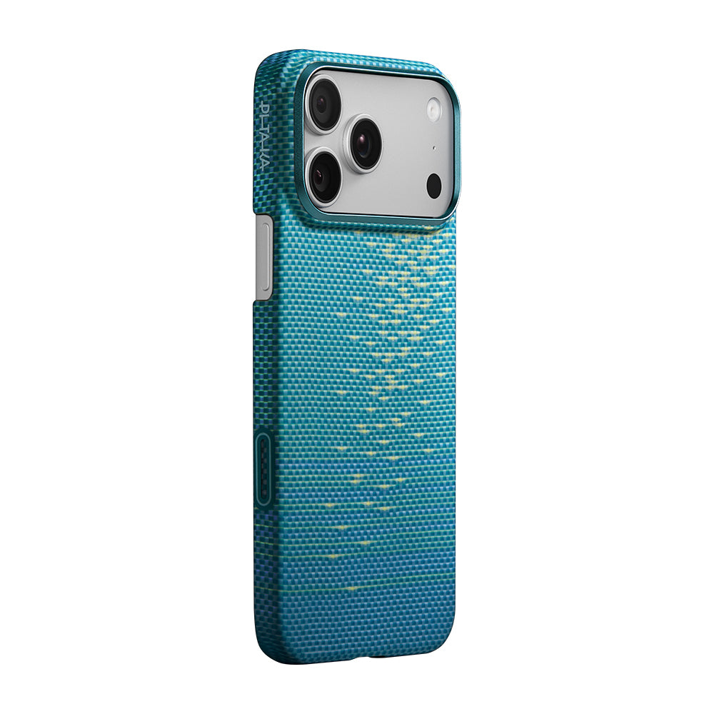 iPhone 17 Pro Kılıf M-safe Şarj Özellikli Aramid Karbon Fiber Pitaka Glints of Gold Ultra Slim Serisi Kılıf