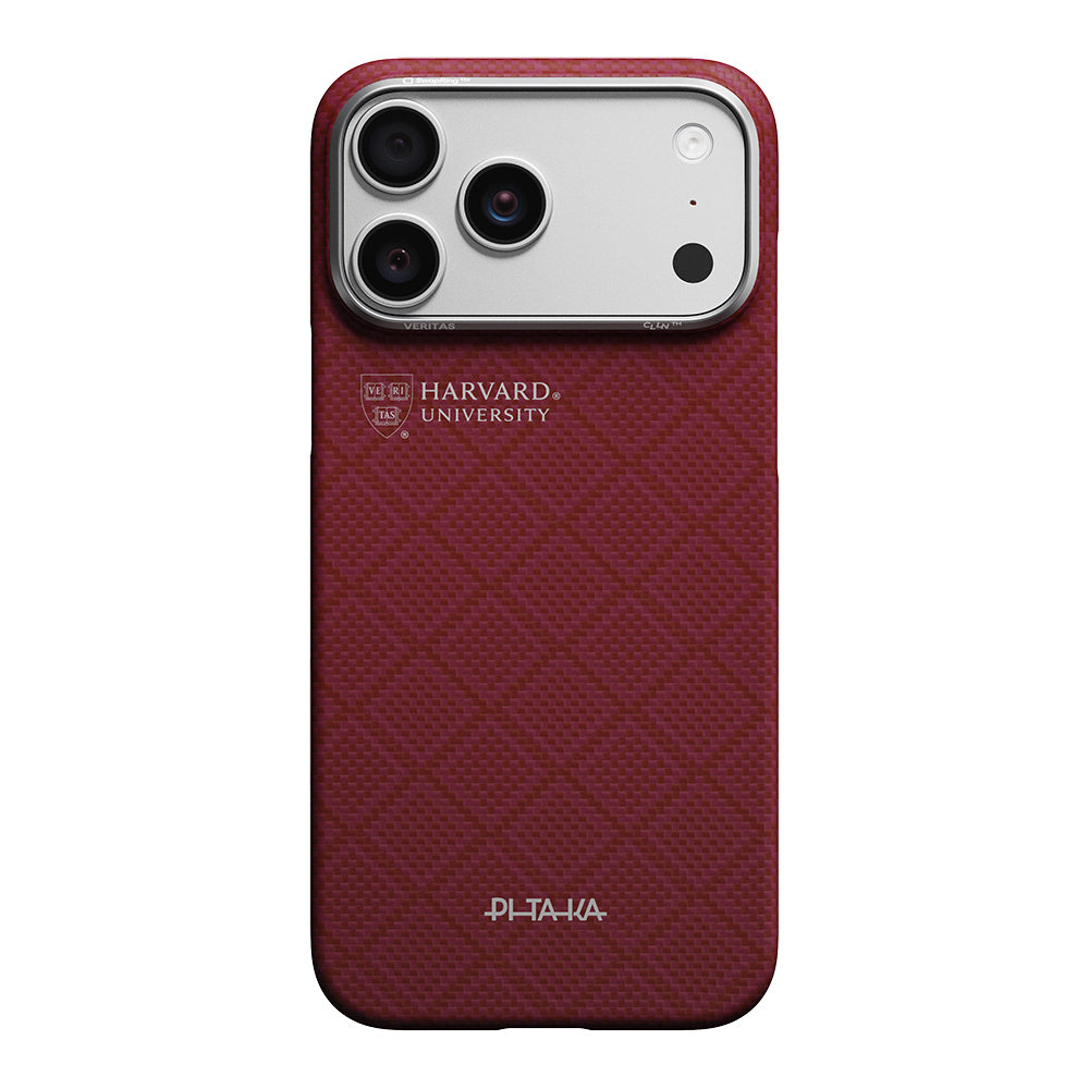 iPhone 17 Pro Kılıf M-safe Şarj Özellikli Aramid Karbon Fiber Pitaka Harvard University Serisi Kılıf