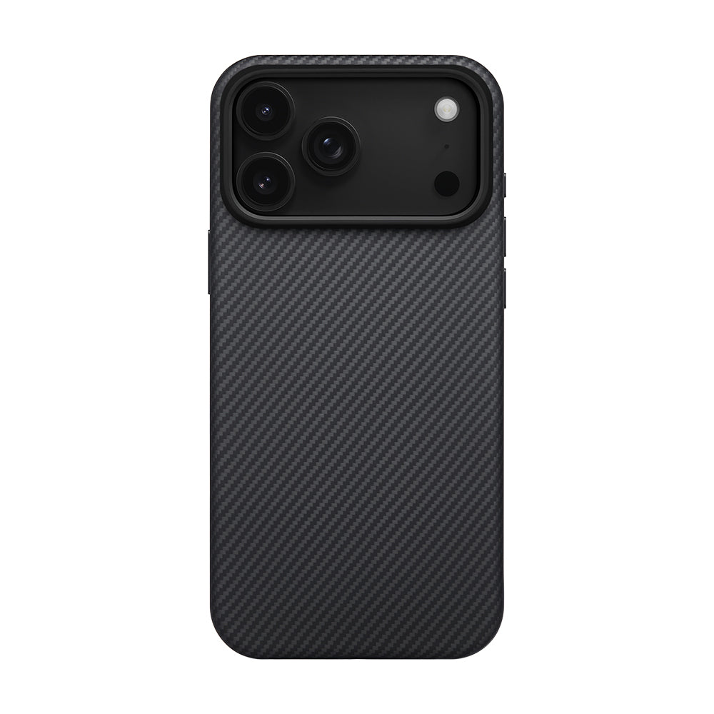 iPhone 17 Pro Kılıf M-safe Şarj Özellikli Aramid Karbon Fiber Pitaka Military-Grade Classic Serisi Black-Grey Twill Kılıf