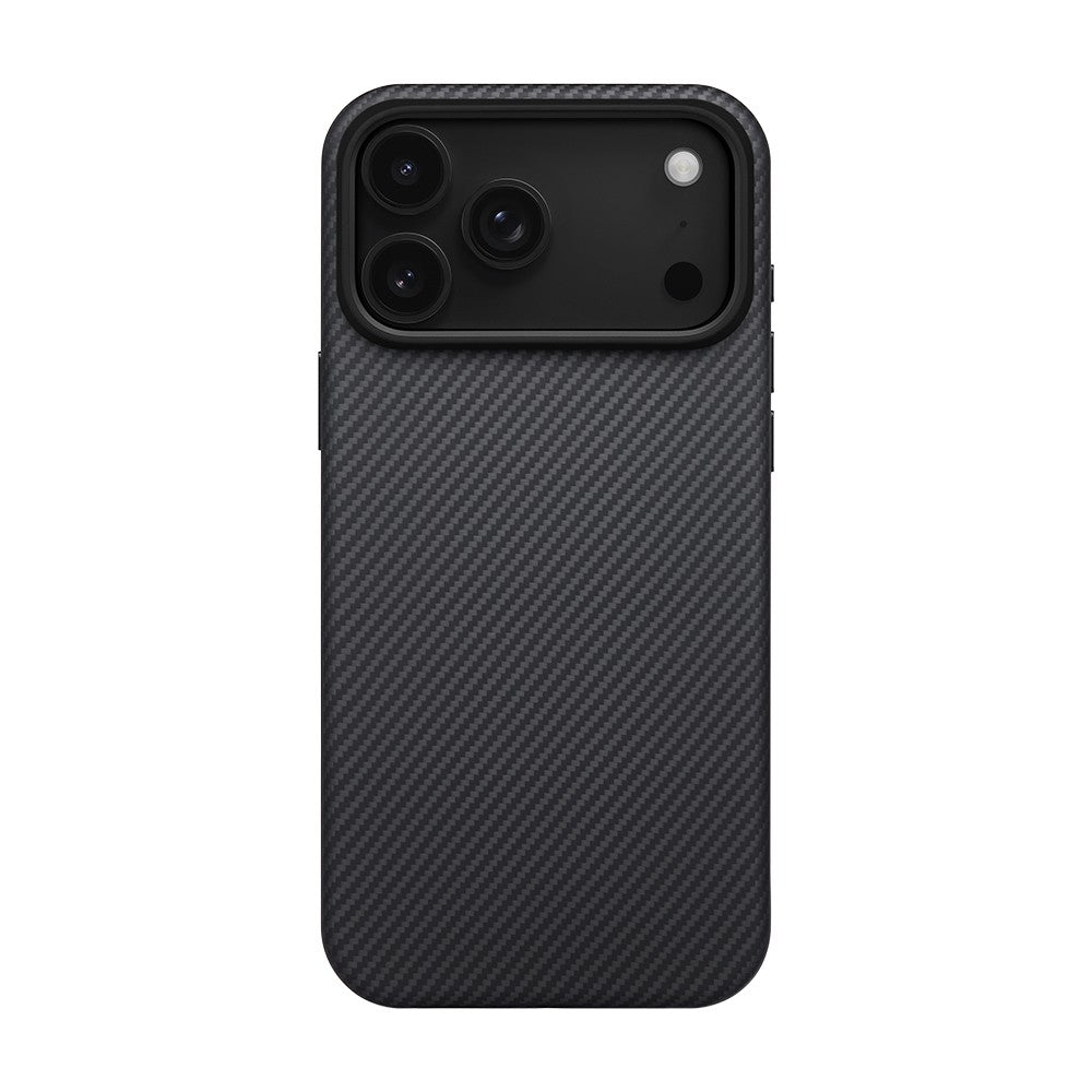 iPhone 17 Pro Kılıf M-safe Şarj Özellikli Aramid Karbon Fiber Pitaka Military-Grade Classic Serisi Black-Grey Twill Kılıf
