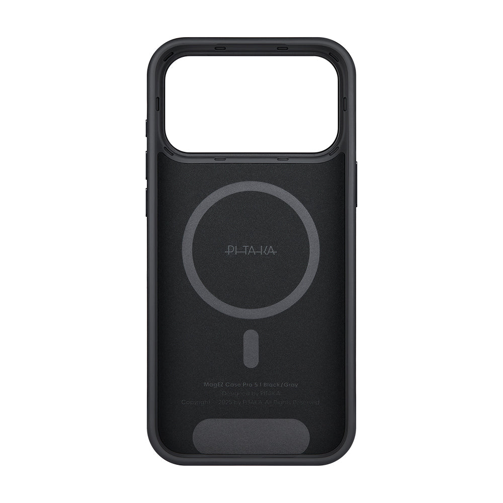 iPhone 17 Pro Kılıf M-safe Şarj Özellikli Aramid Karbon Fiber Pitaka Military-Grade Classic Serisi Black-Grey Twill Kılıf