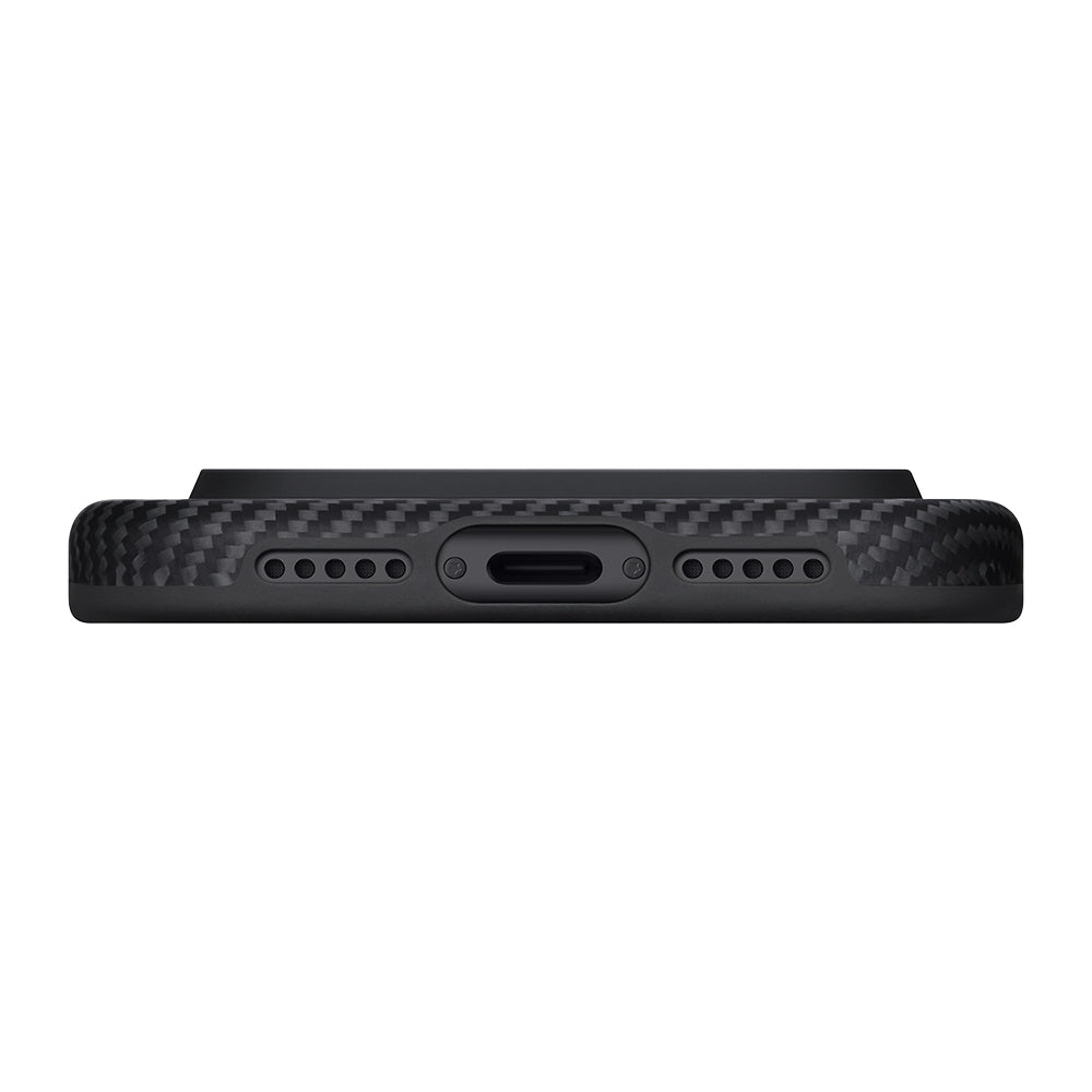iPhone 17 Pro Kılıf M-safe Şarj Özellikli Aramid Karbon Fiber Pitaka Military-Grade Classic Serisi Black-Grey Twill Kılıf