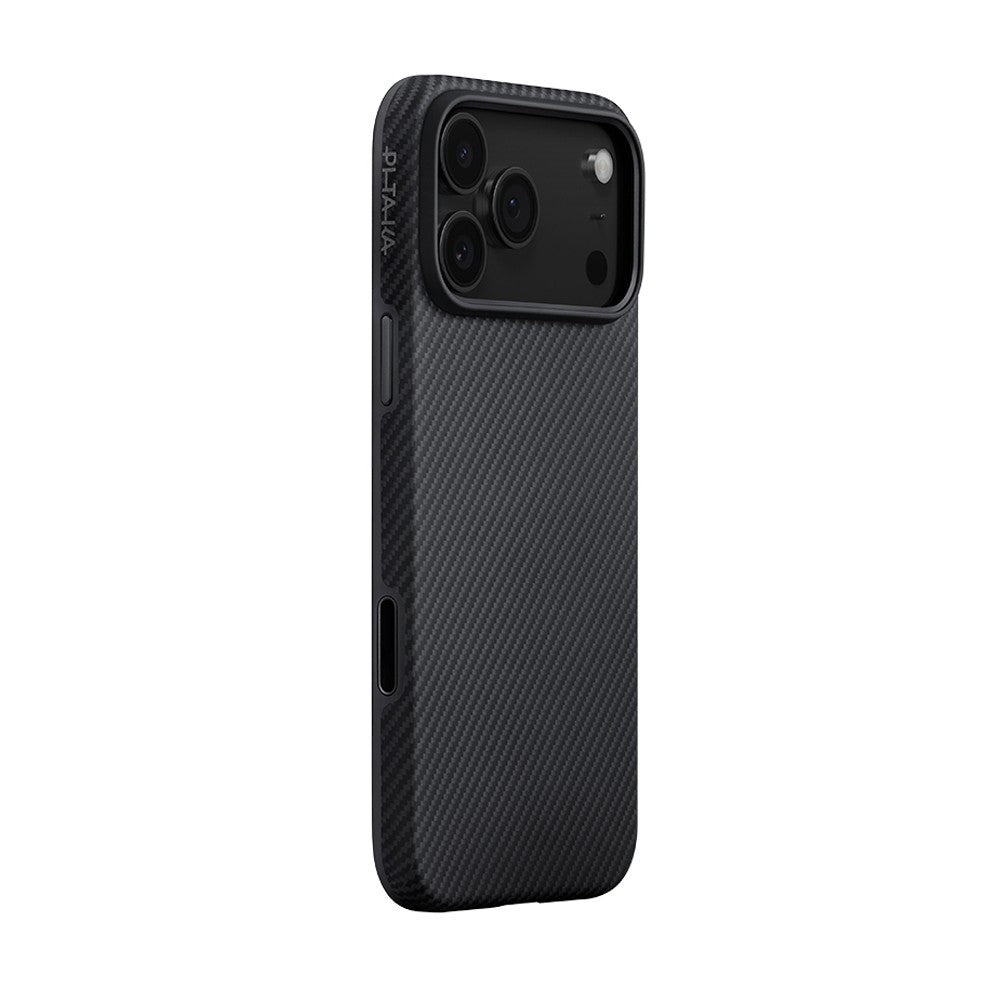 iPhone 17 Pro Kılıf M-safe Şarj Özellikli Aramid Karbon Fiber Pitaka Military-Grade Classic Serisi Black-Grey Twill Kılıf