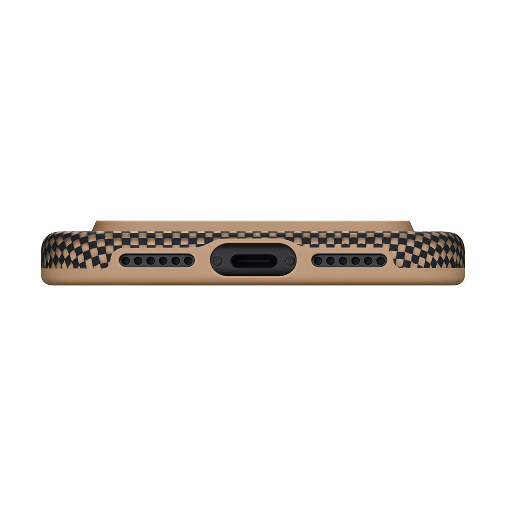 iPhone 17 Pro Kılıf M-safe Şarj Özellikli Aramid Karbon Fiber Pitaka Military-Grade Sunset-Moonrise Serisi Kılıf