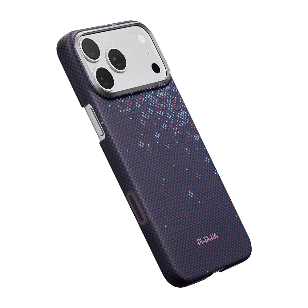 iPhone 17 Pro Kılıf M-safe Şarj Özellikli Aramid Karbon Fiber Pitaka Sakura Hours Serisi Kılıf