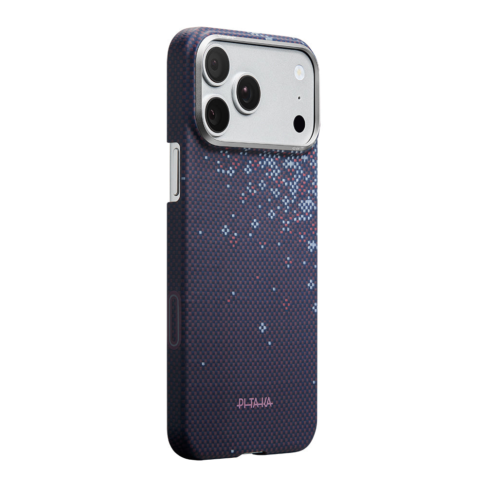 iPhone 17 Pro Kılıf M-safe Şarj Özellikli Aramid Karbon Fiber Pitaka Sakura Hours Serisi Kılıf