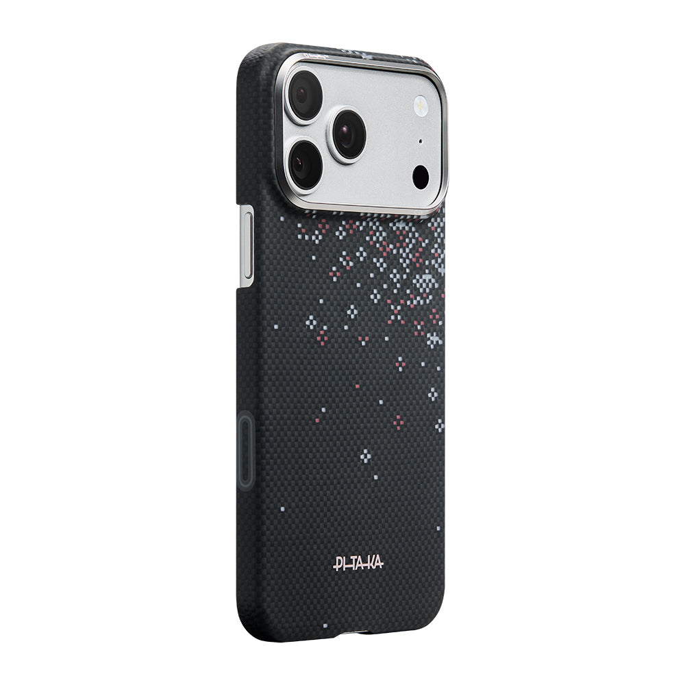 iPhone 17 Pro Kılıf M-safe Şarj Özellikli Aramid Karbon Fiber Pitaka Sakura Hours Serisi Kılıf