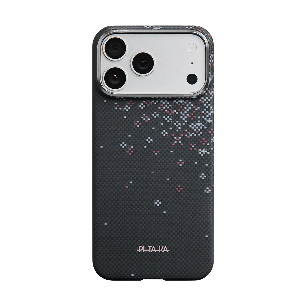 iPhone 17 Pro Kılıf M-safe Şarj Özellikli Aramid Karbon Fiber Pitaka Sakura Hours Serisi Kılıf