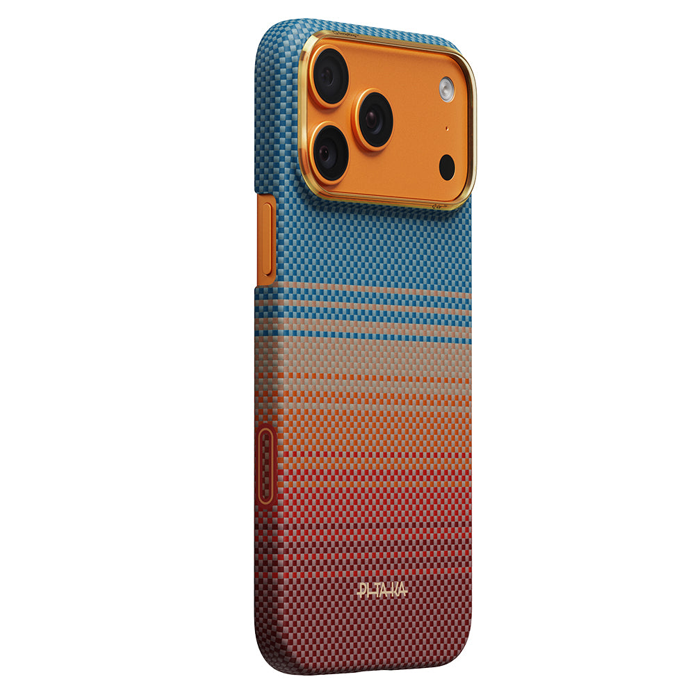 iPhone 17 Pro Kılıf M-safe Şarj Özellikli Aramid Karbon Fiber Pitaka Sunset 2.0 California Dream Serisi Kılıf