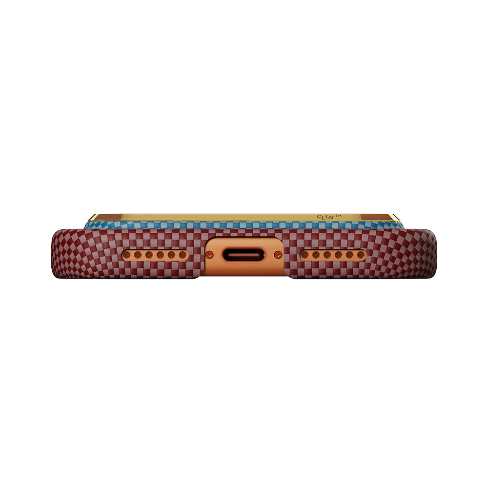 iPhone 17 Pro Kılıf M-safe Şarj Özellikli Aramid Karbon Fiber Pitaka Sunset 2.0 California Dream Serisi Kılıf
