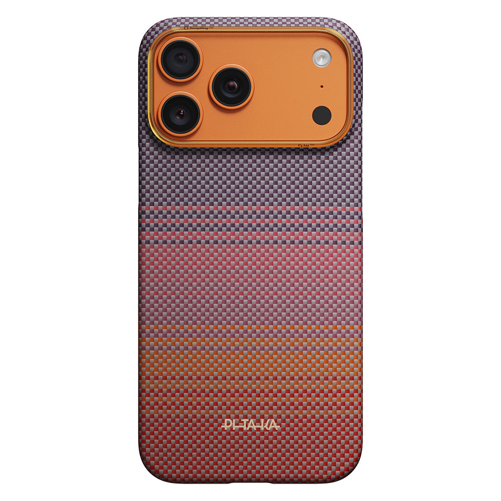 iPhone 17 Pro Kılıf M-safe Şarj Özellikli Aramid Karbon Fiber Pitaka Sunset 2.0 California Dream Serisi Kılıf