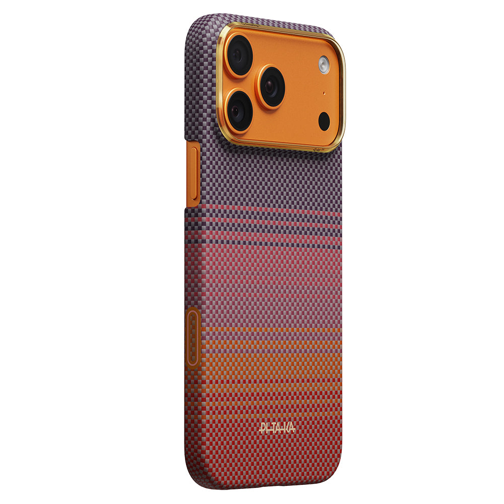 iPhone 17 Pro Kılıf M-safe Şarj Özellikli Aramid Karbon Fiber Pitaka Sunset 2.0 California Dream Serisi Kılıf