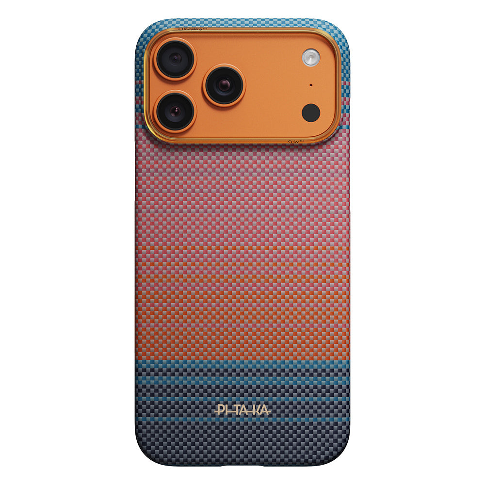 iPhone 17 Pro Kılıf M-safe Şarj Özellikli Aramid Karbon Fiber Pitaka Sunset 2.0 California Dream Serisi Kılıf