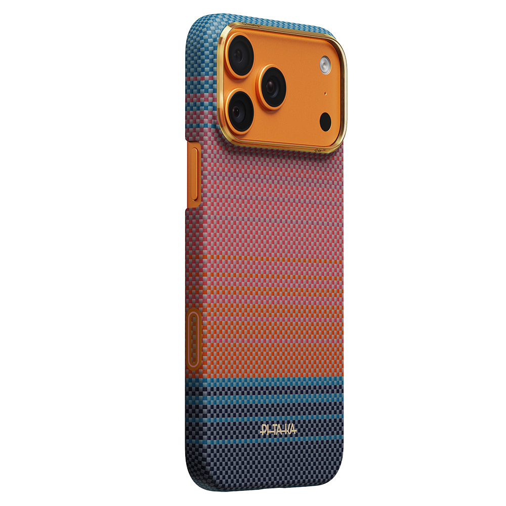 iPhone 17 Pro Kılıf M-safe Şarj Özellikli Aramid Karbon Fiber Pitaka Sunset 2.0 California Dream Serisi Kılıf