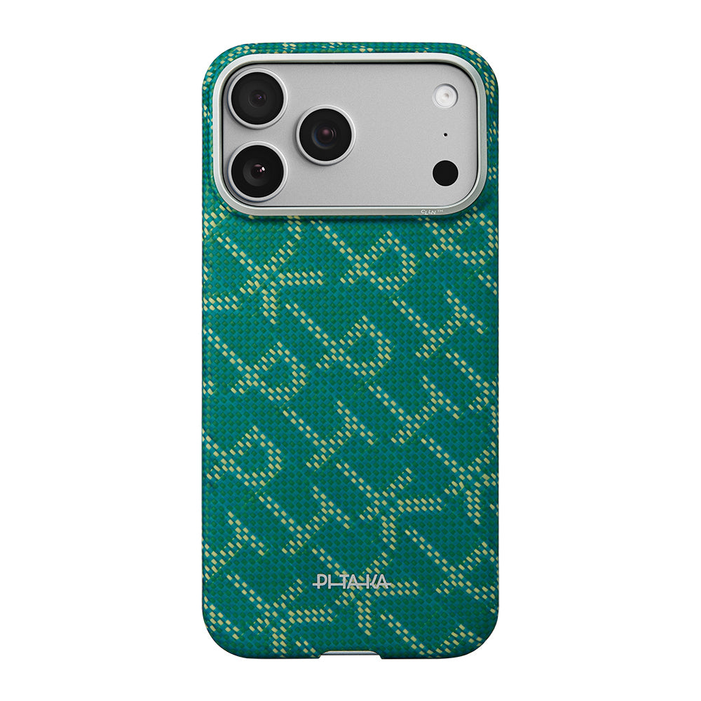 iPhone 17 Pro Kılıf M-safe Şarj Özellikli Aramid Fiber Pitaka Tactile Woven Monogram Serisi Kılıf
