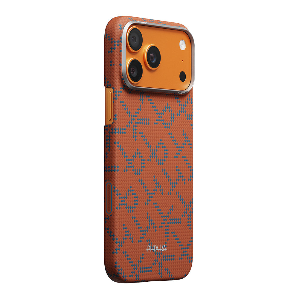 iPhone 17 Pro Kılıf M-safe Şarj Özellikli Aramid Karbon Fiber Pitaka Tactile Woven Monogram Serisi Kılıf